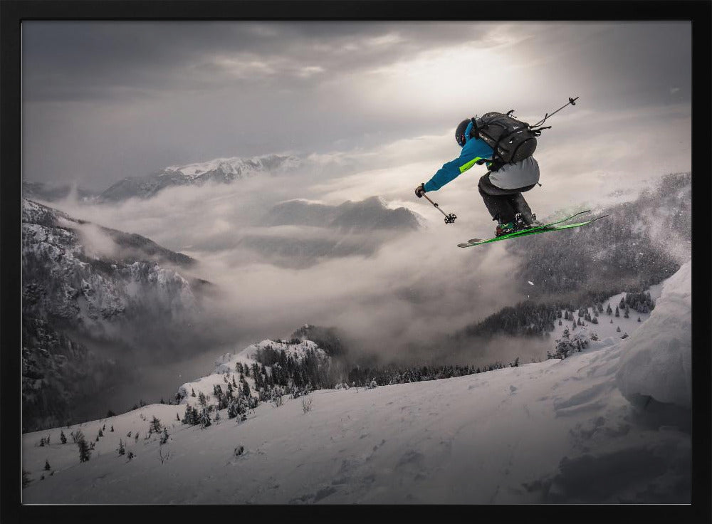 Skifahren im Hinterland | Poster - Kunstdruck