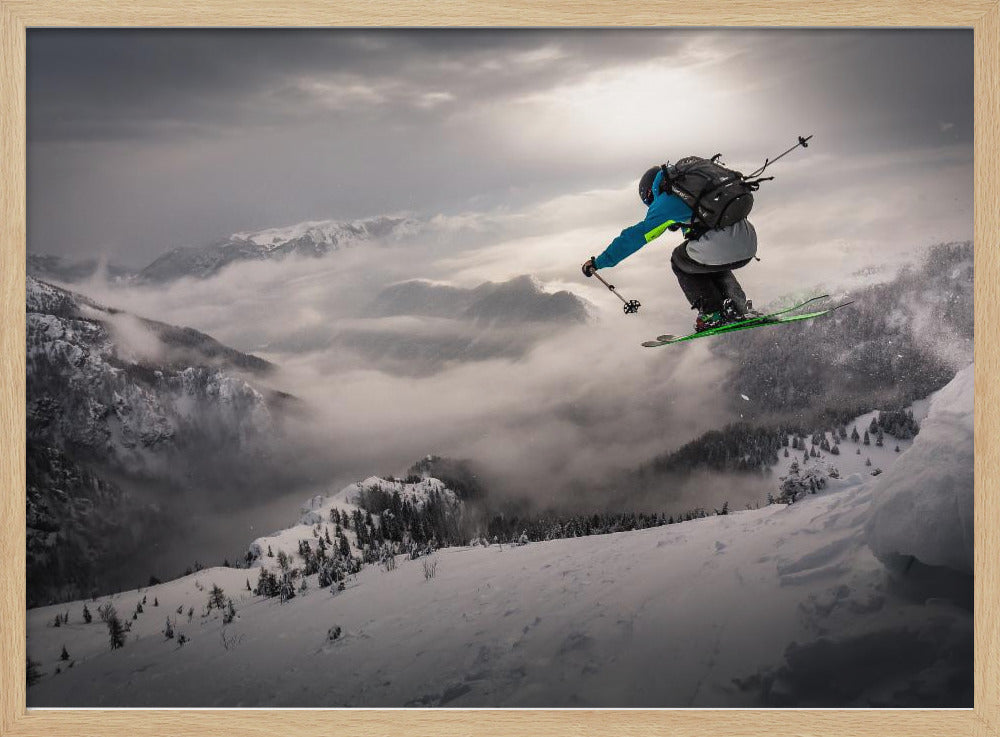 Skifahren im Hinterland | Poster - Kunstdruck