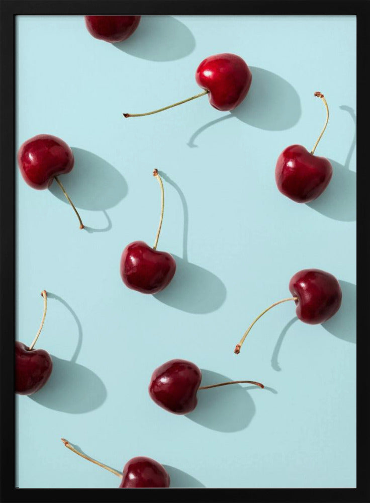 Cherries on turquoise background | Poster