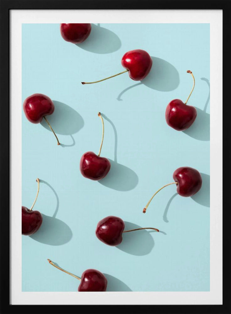 Cherries on turquoise background | Poster
