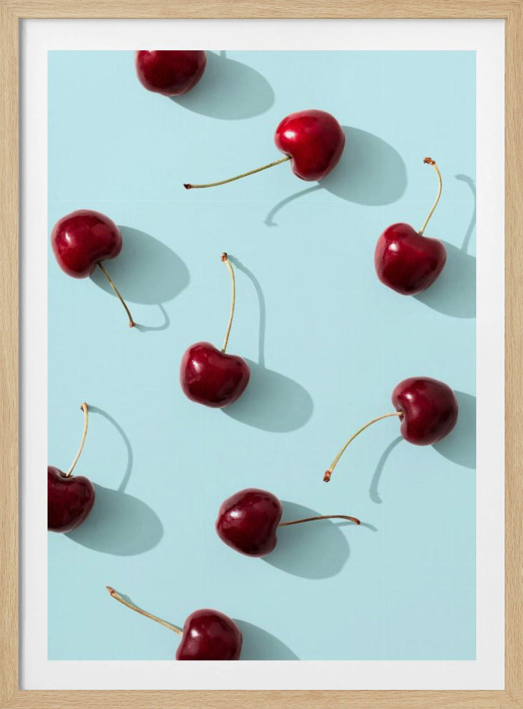 Cherries on turquoise background | Poster