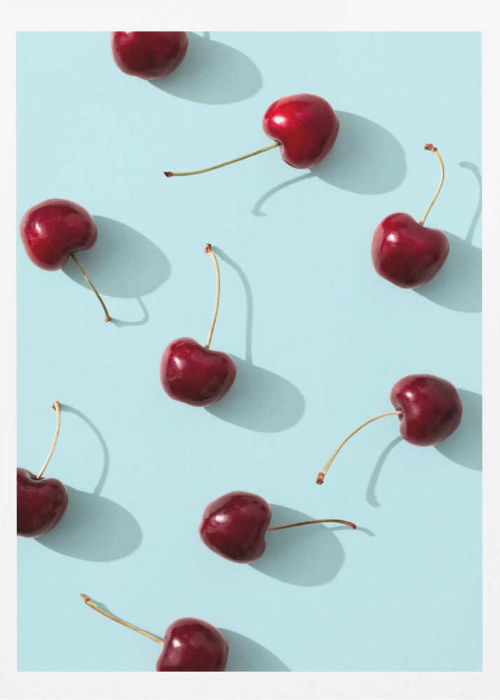 Cherries on turquoise background | Poster