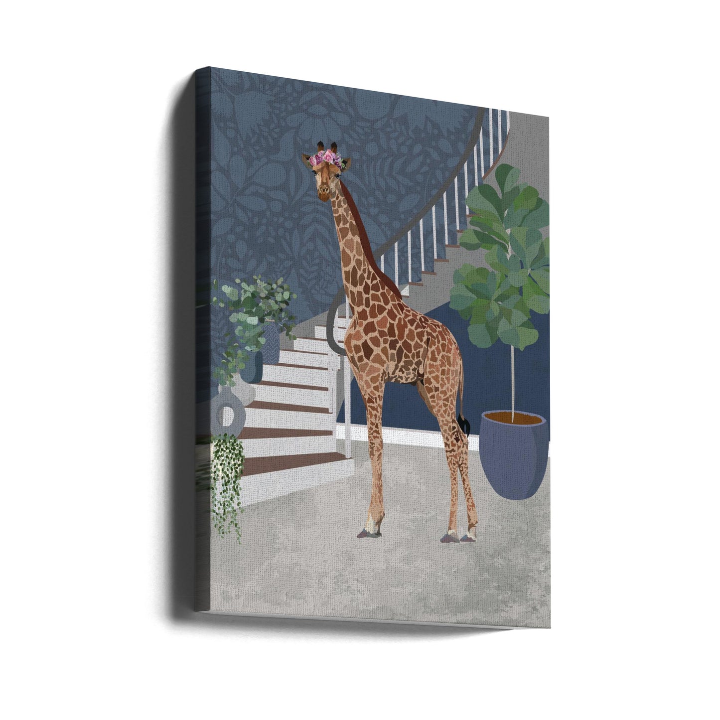 Giraff vid trappan | Canvas