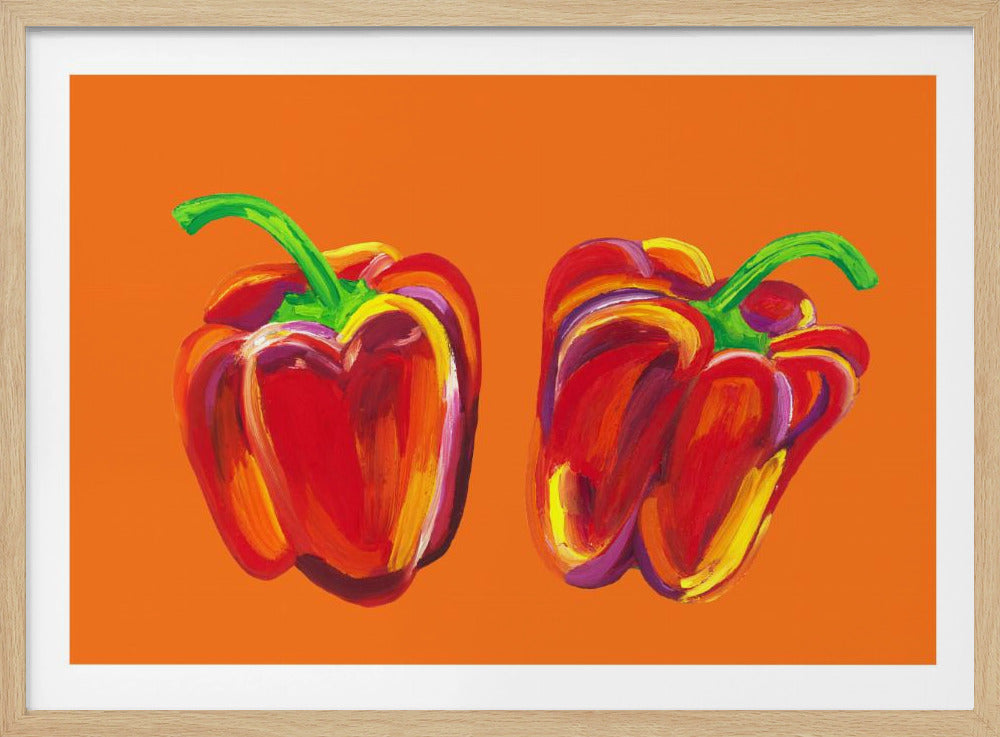 Peberfrugter på appelsin | Plakater - Kunsttryk