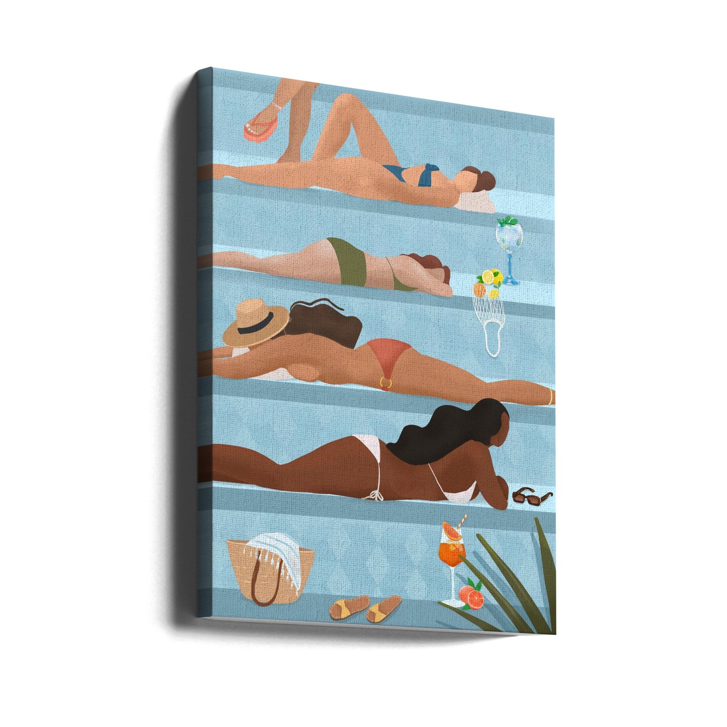 Mesdames au bord de la piscine | Tableaux sur Toile