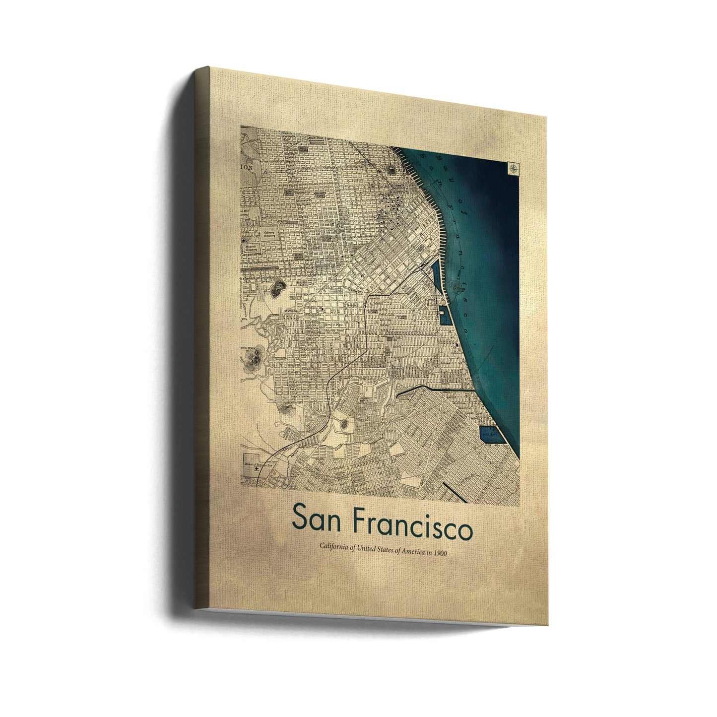 San Francisco retrokort | Lærredsbilleder
