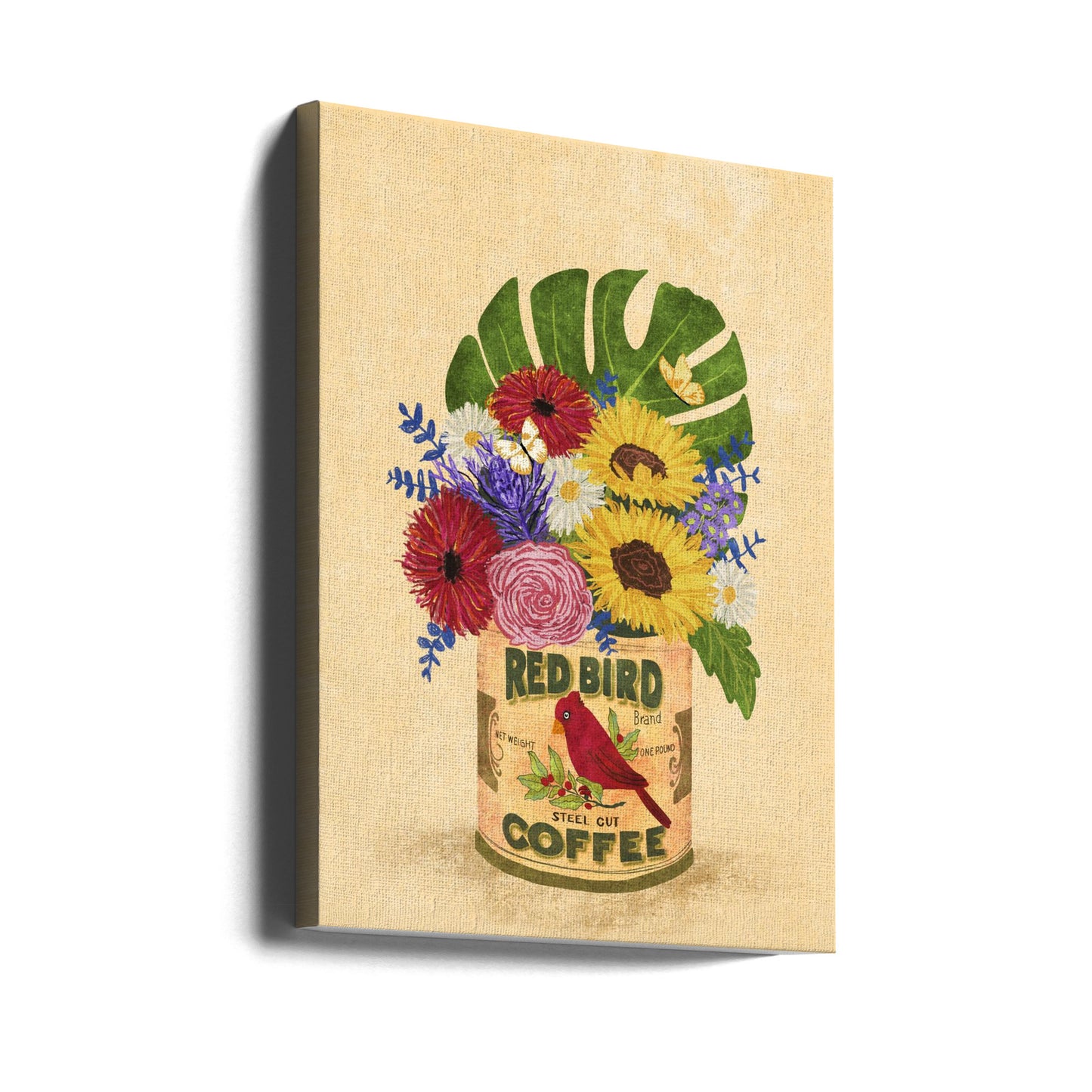 Fiori in una lattina da caffè vintage | Stampe su Tela