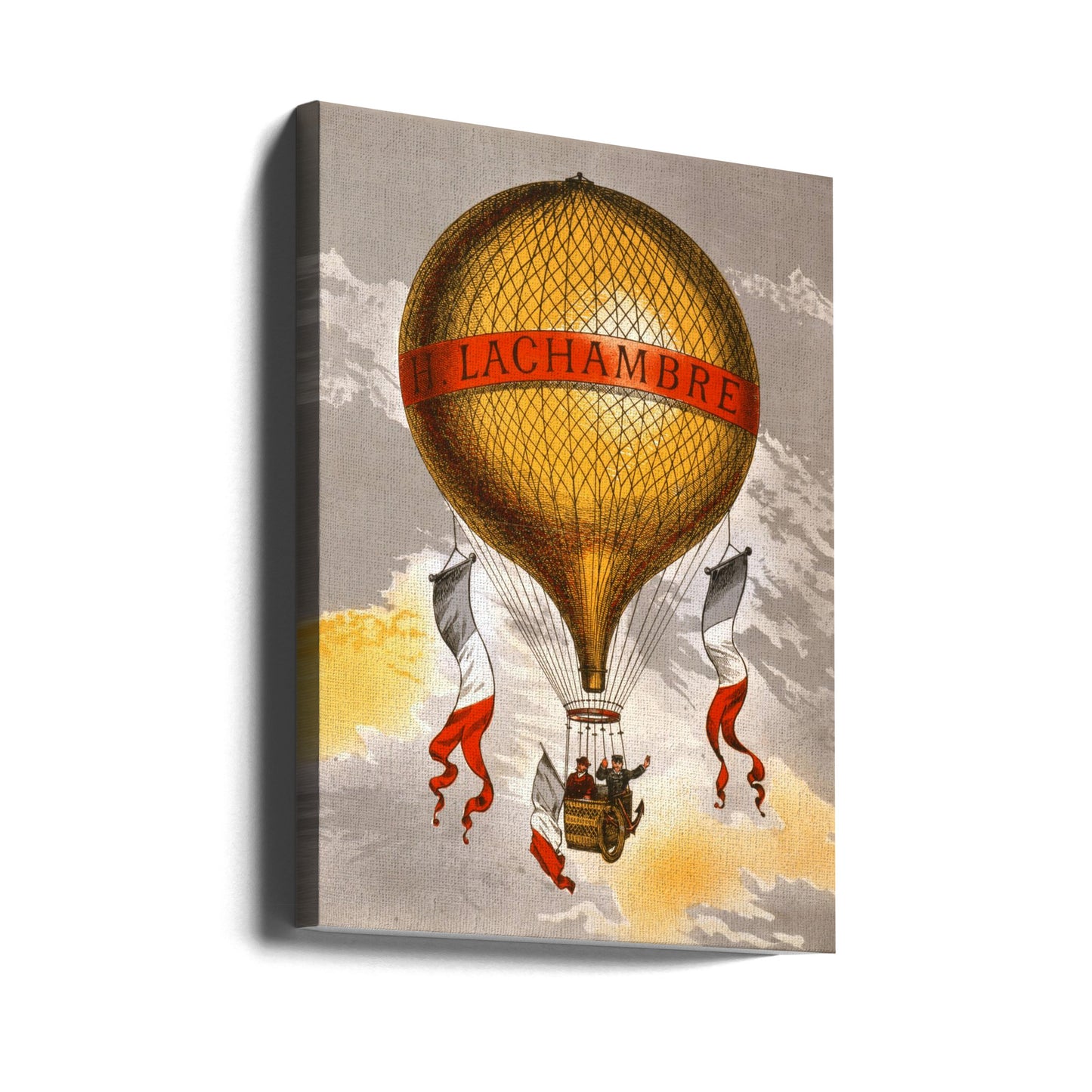 Ballon étiqueté avec deux hommes dans la nacelle 1880 | Tableaux sur Toile