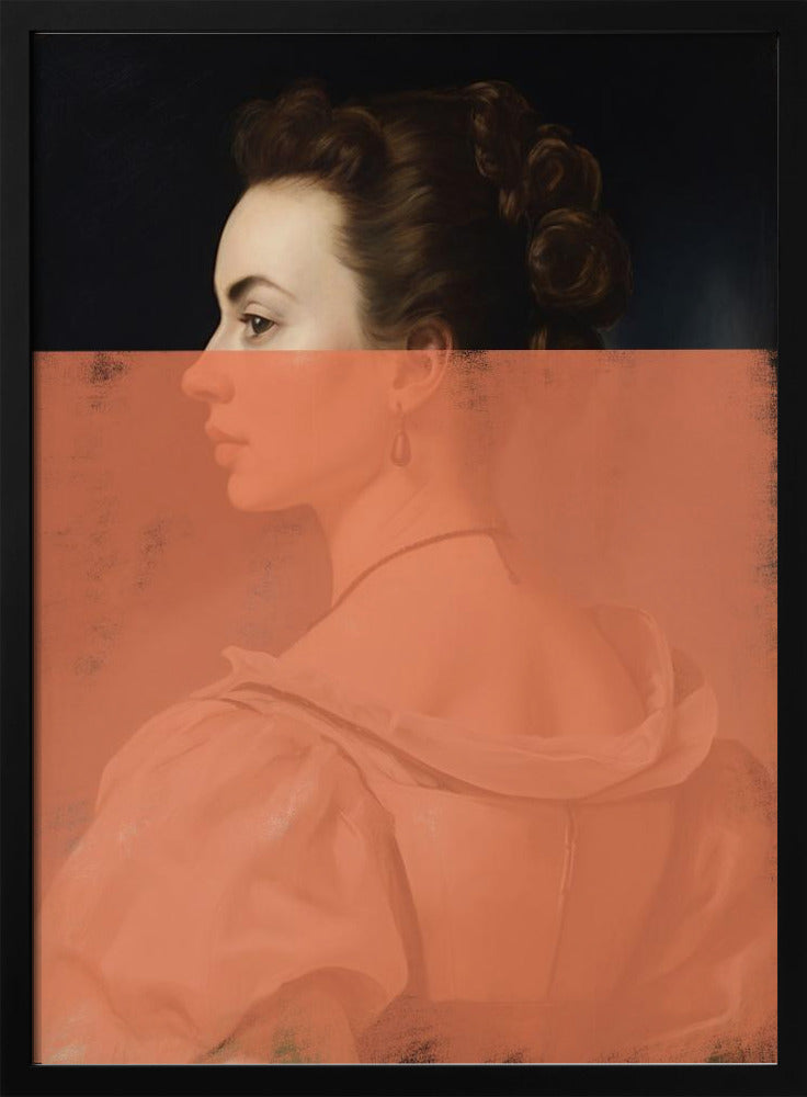Förändrat porträtt av kvinna Orange modern konst | Poster