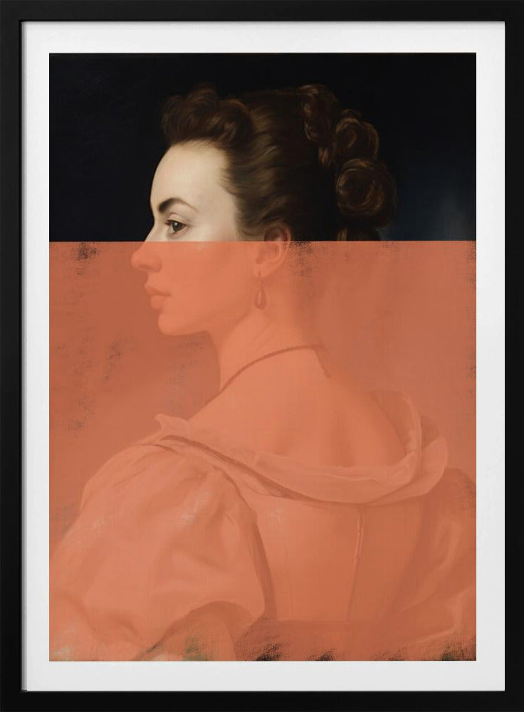 Förändrat porträtt av kvinna Orange modern konst | Poster