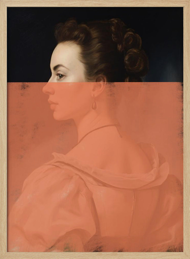 Förändrat porträtt av kvinna Orange modern konst | Poster