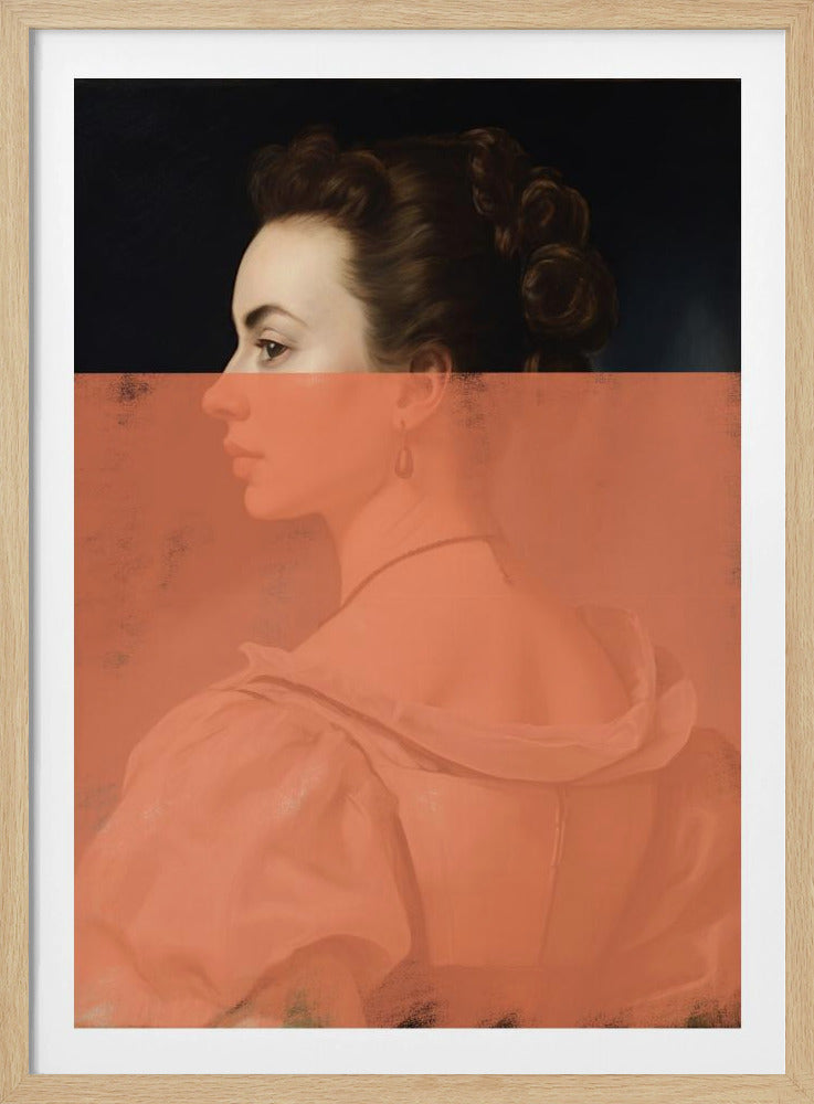 Förändrat porträtt av kvinna Orange modern konst | Poster