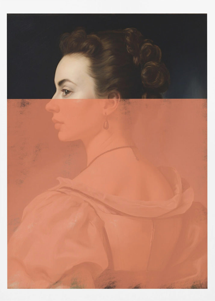 Förändrat porträtt av kvinna Orange modern konst | Poster