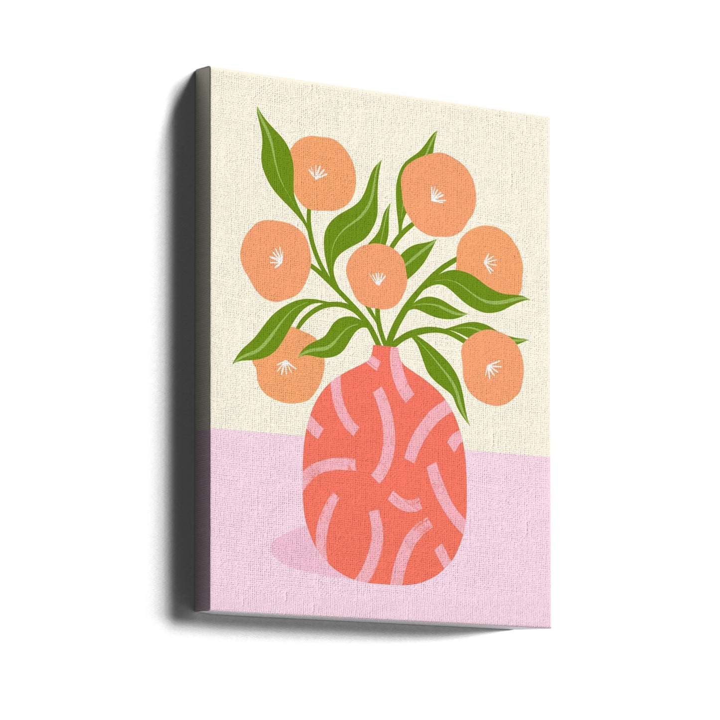 Blumen in Korallenvase | Leinwand