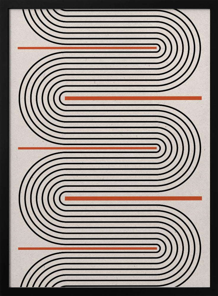 Lignes rouges, beiges et noires contemporaines | Posters - Affiche Artistique