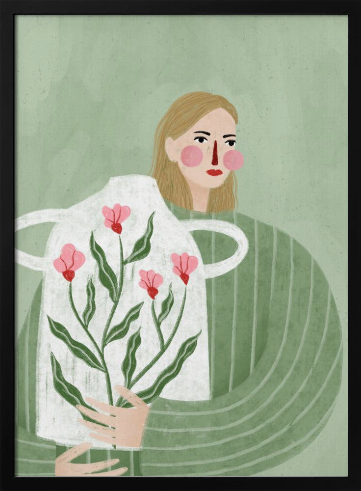 Kvinnan med rosa vas | Poster