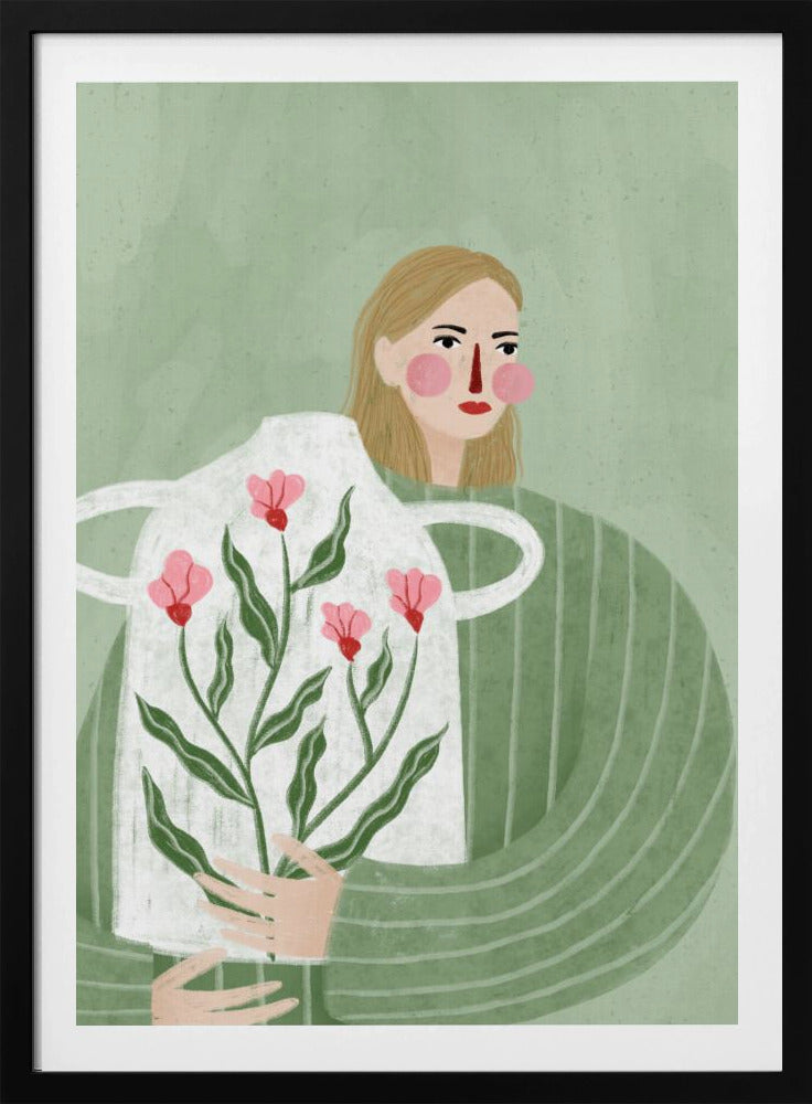Kvinnan med rosa vas | Poster