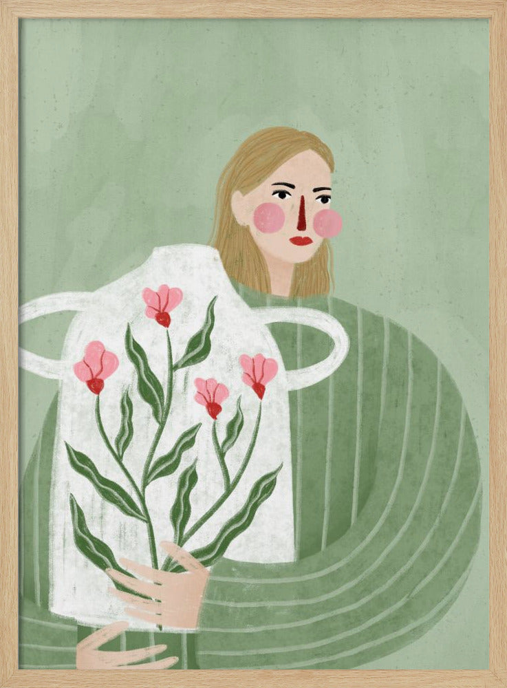 Kvinnan med rosa vas | Poster