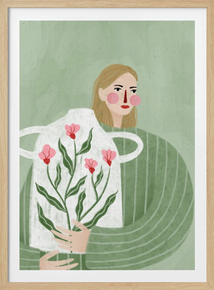 Kvinnan med rosa vas | Poster