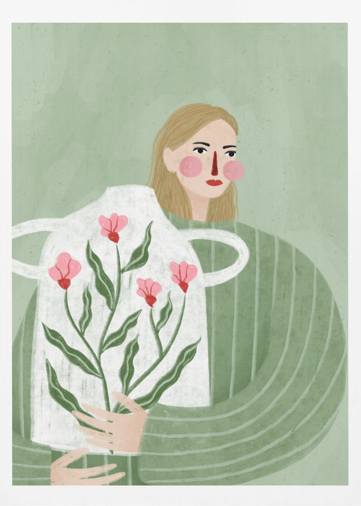 Kvinnan med rosa vas | Poster