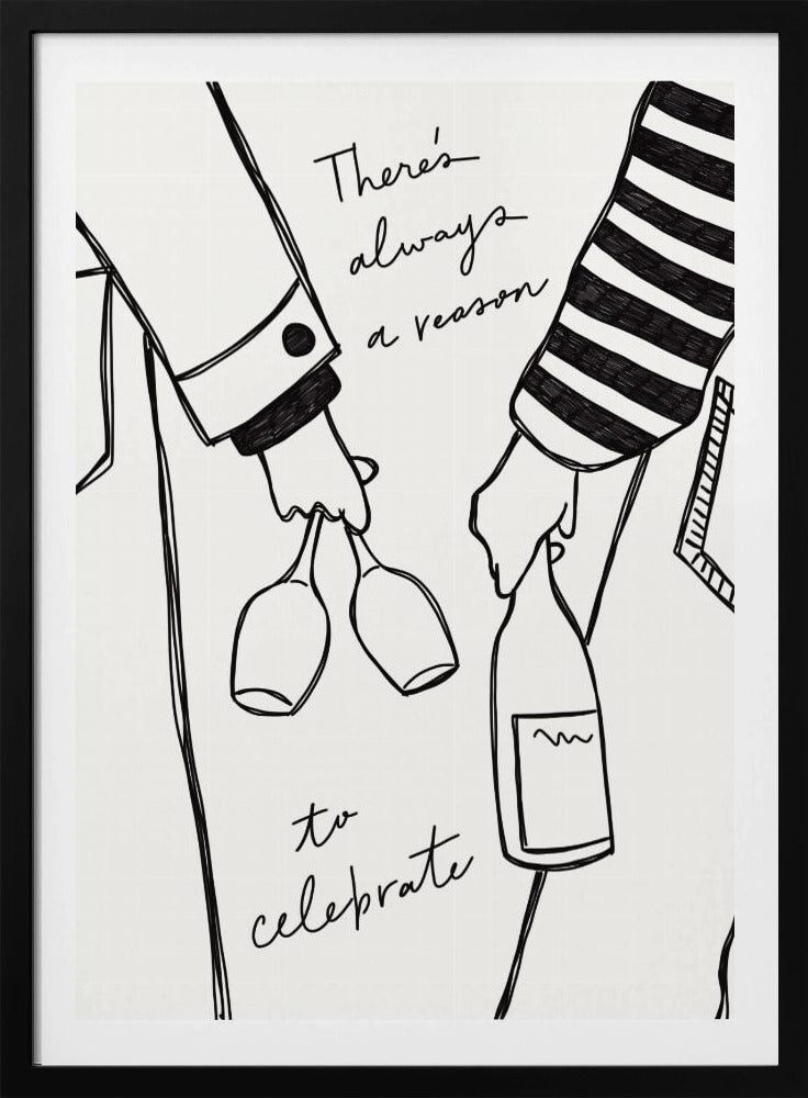 Woman holding wine bottle and wine glass (Black & White) - Wine Vin Femme Noir et Blanc | Poster