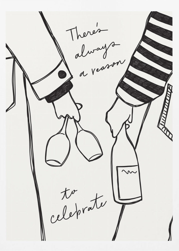 Woman holding wine bottle and wine glass (Black & White) - Wine Vin Femme Noir et Blanc | Poster