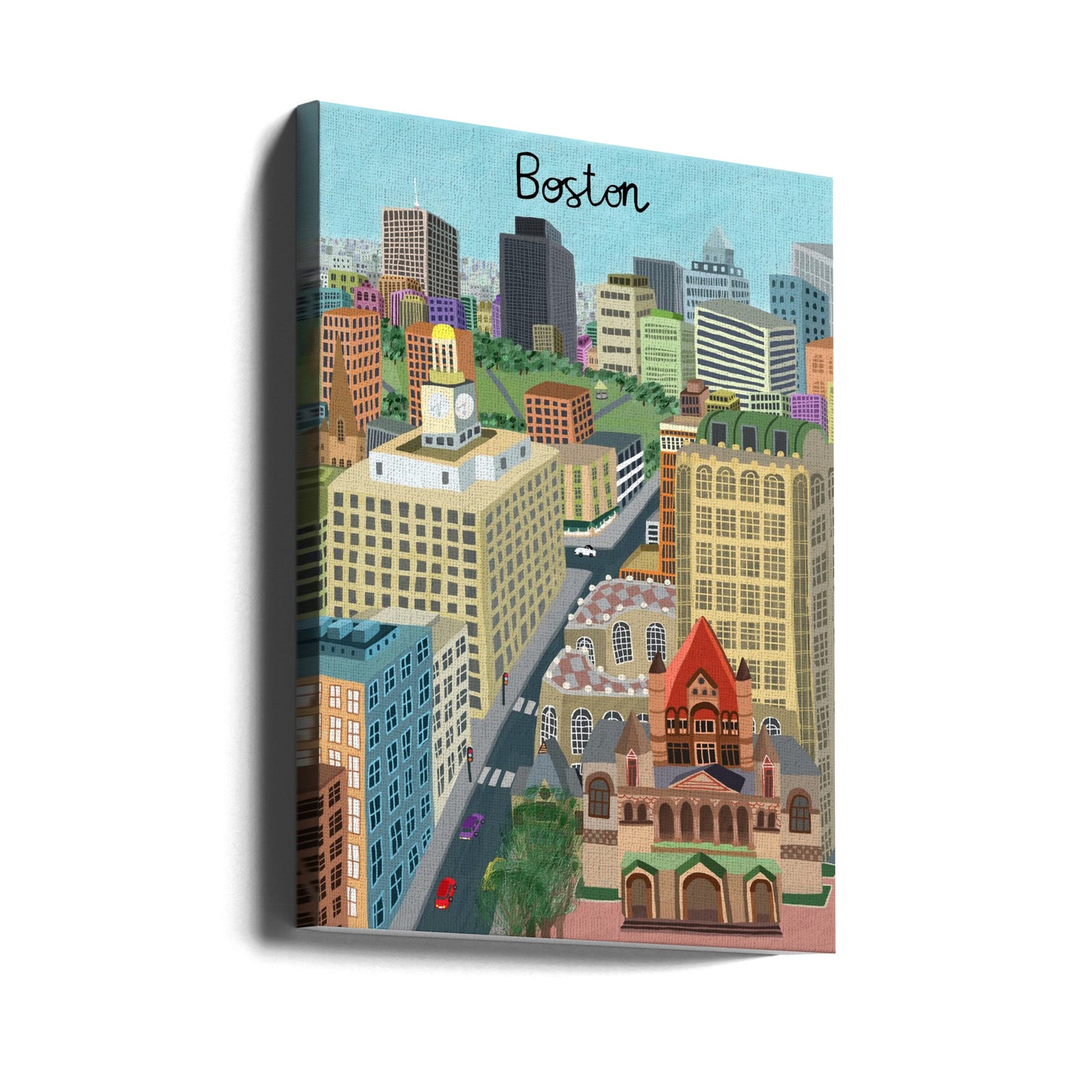 L'église Trinity et le panorama urbain de Boston par l'artiste Carla Daly | Tableaux sur Toile