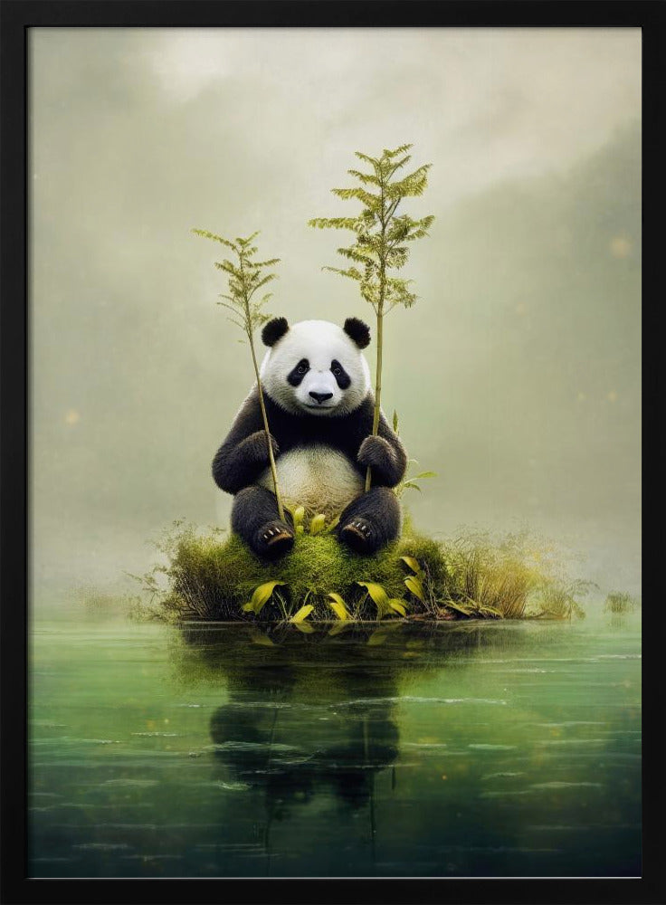 Lonely Panda Watercolor Animal Art | Poster