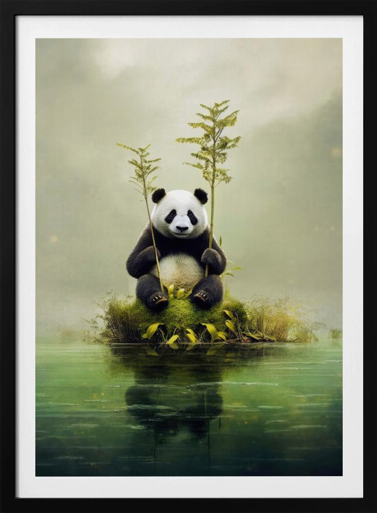 Lonely Panda Watercolor Animal Art | Poster