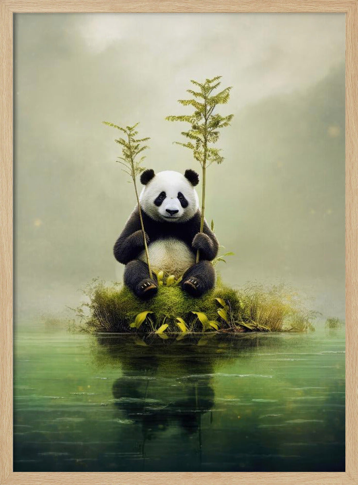 Lonely Panda Watercolor Animal Art | Poster
