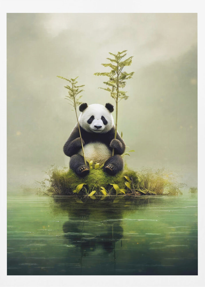 Lonely Panda Watercolor Animal Art | Poster