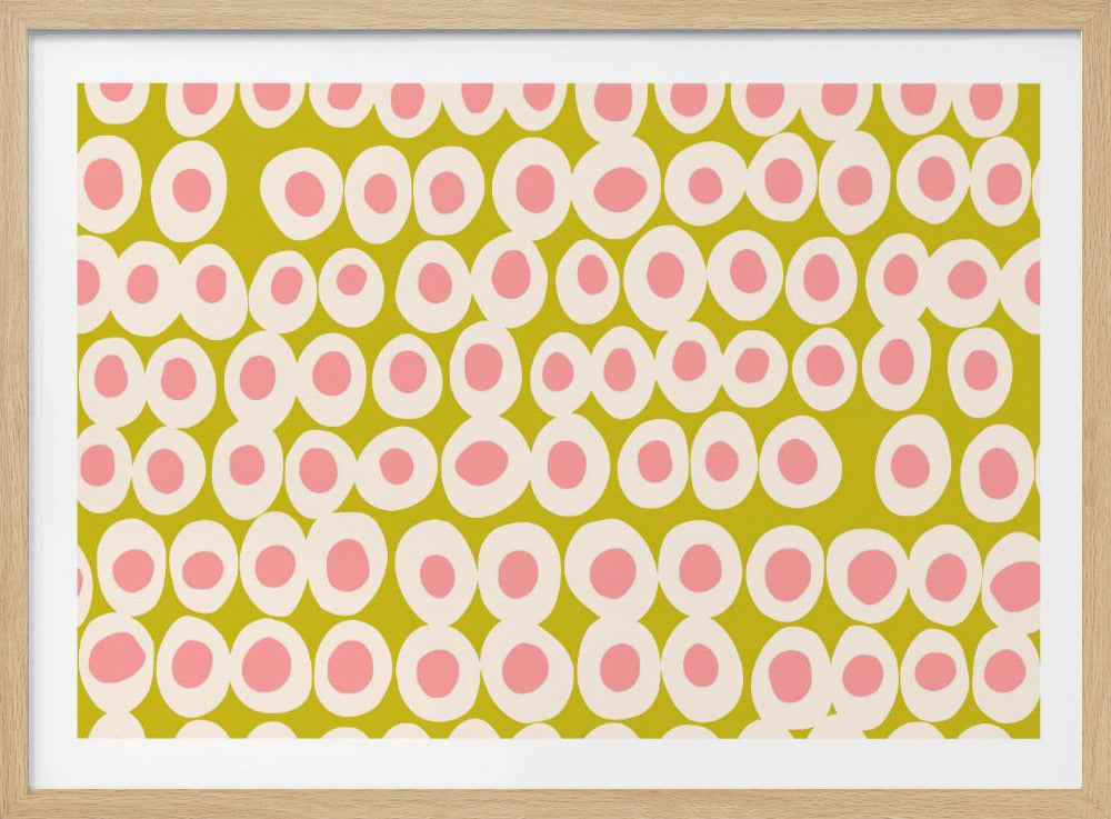 Wonderful bold dots pink and olive pattern | Poster