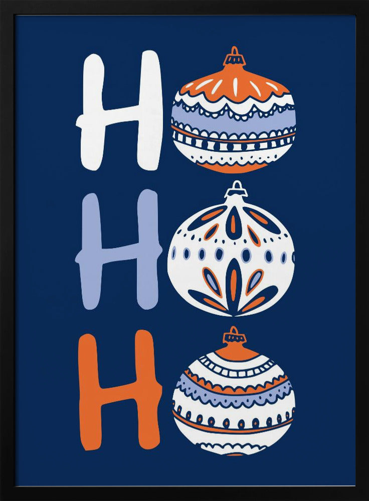 HoHoHo Cheerful little Christmas Illustration blue | Poster