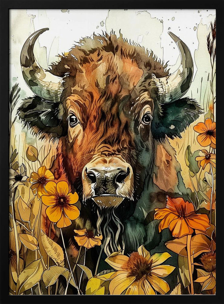 Buffalo watercolor animal art 1 | Poster