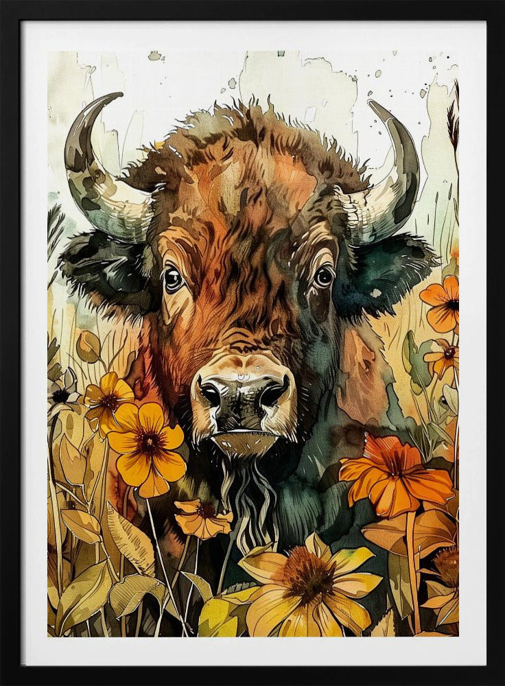 Buffalo watercolor animal art 1 | Poster