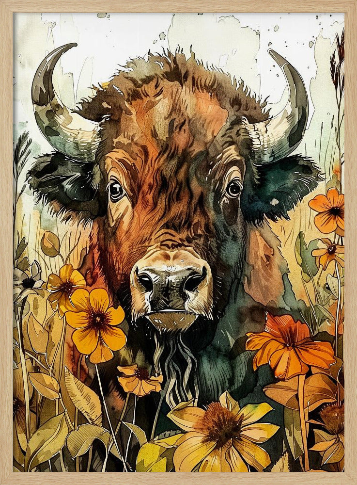 Buffalo watercolor animal art 1 | Poster