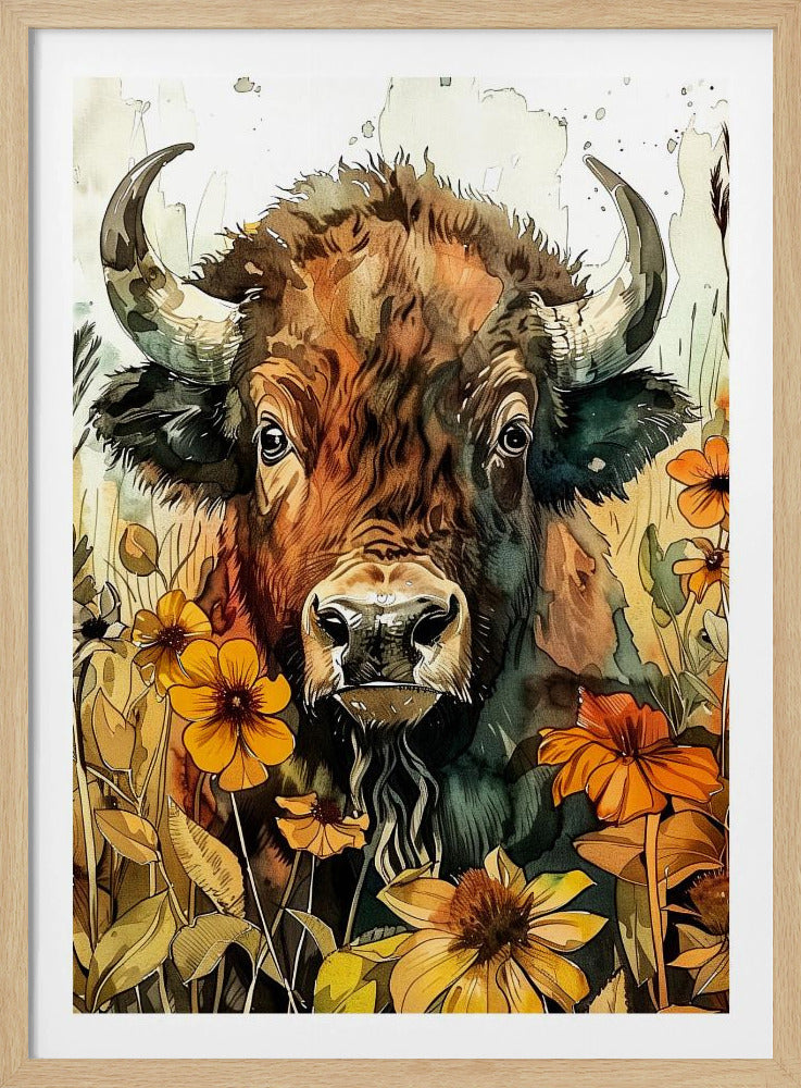 Buffalo watercolor animal art 1 | Poster