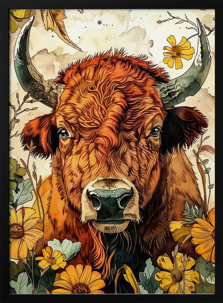 Buffalo watercolor animal art 4 | Poster