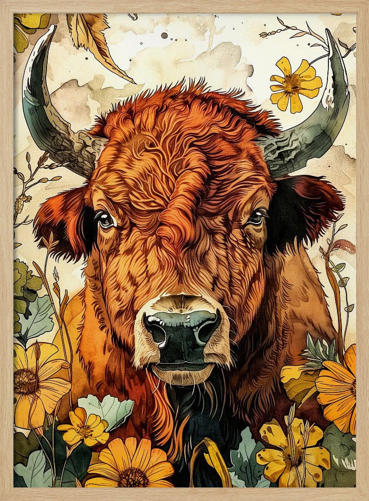 Buffalo watercolor animal art 4 | Poster