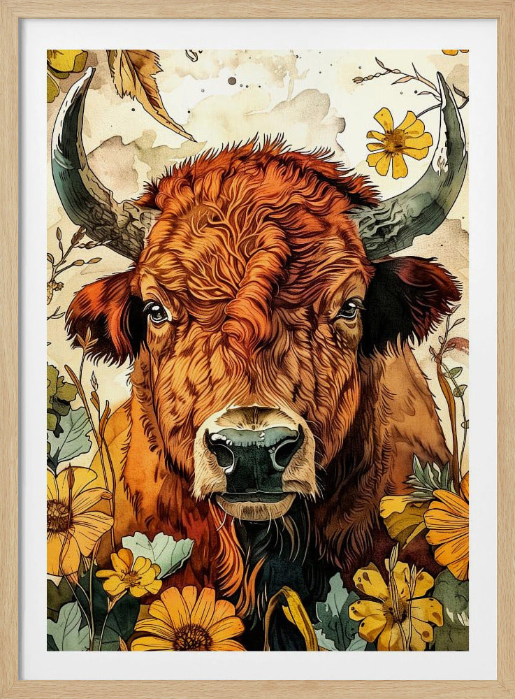 Buffalo watercolor animal art 4 | Poster