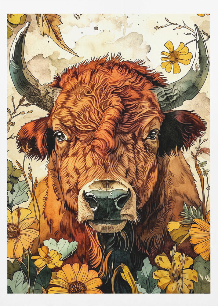 Buffalo watercolor animal art 4 | Poster