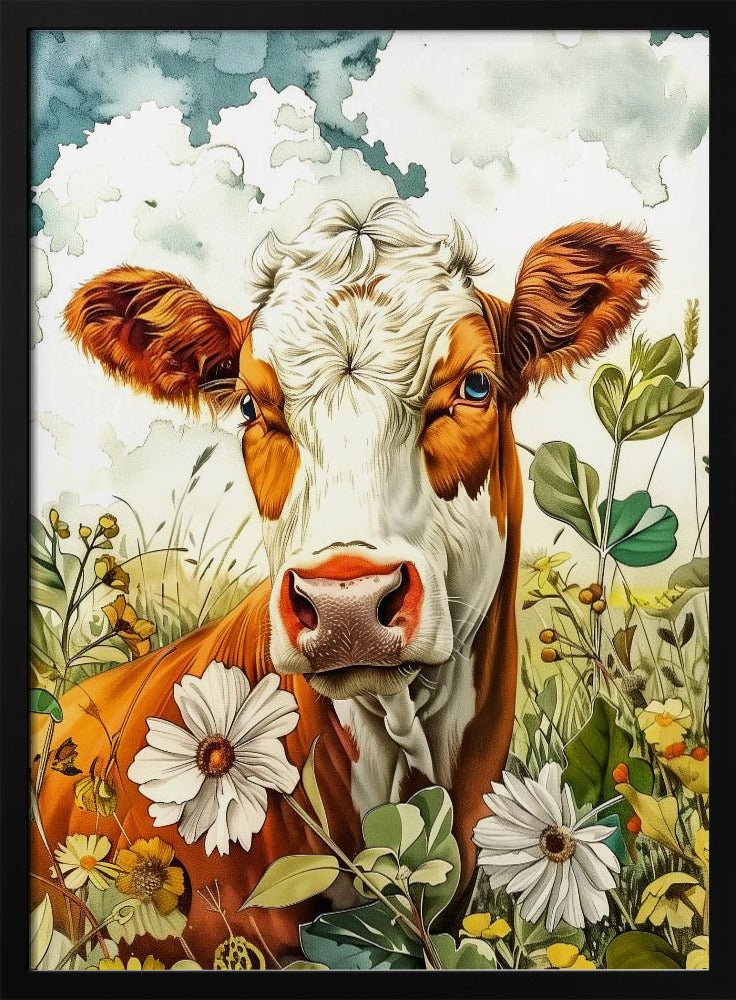 Cow watercolor animal art 2 | Poster