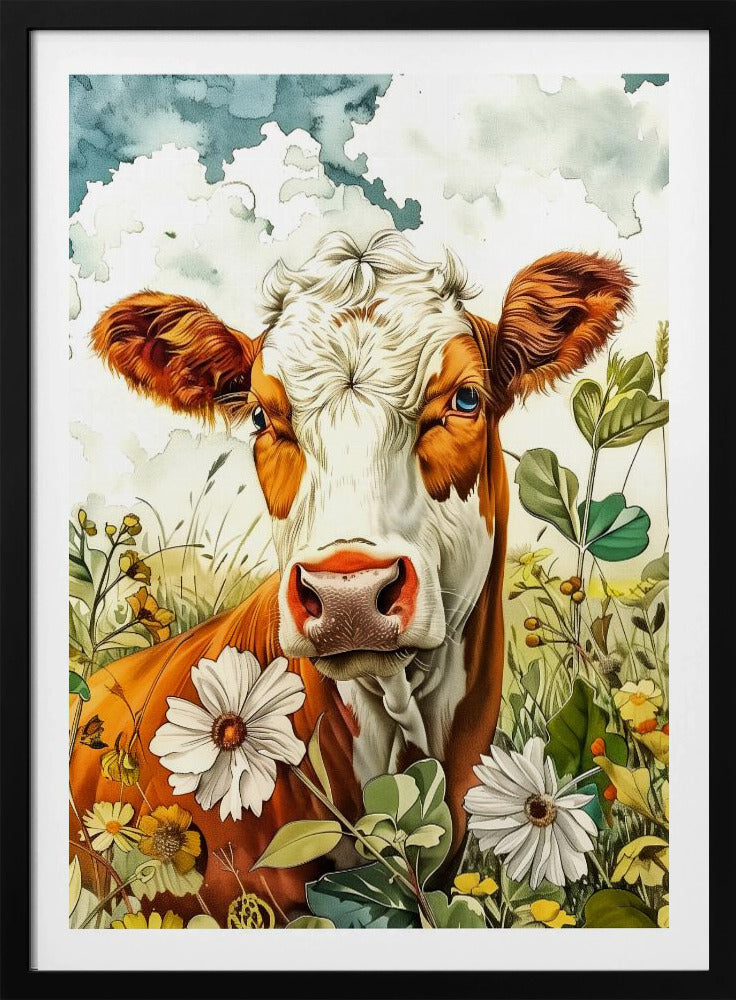Cow watercolor animal art 2 | Poster