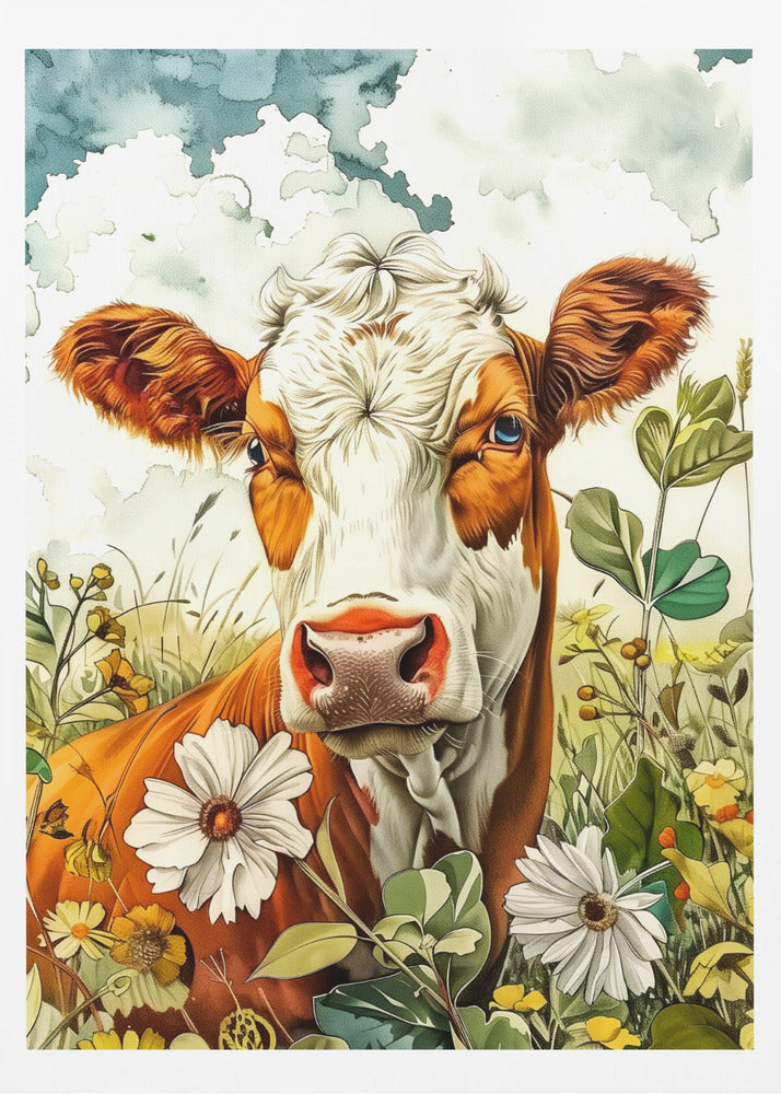 Cow watercolor animal art 2 | Poster