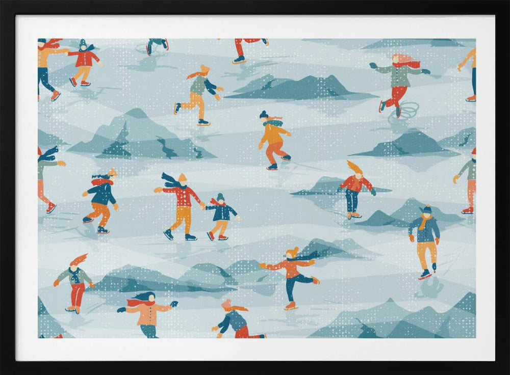 Retro sportive ice skating textured pattern | Poster