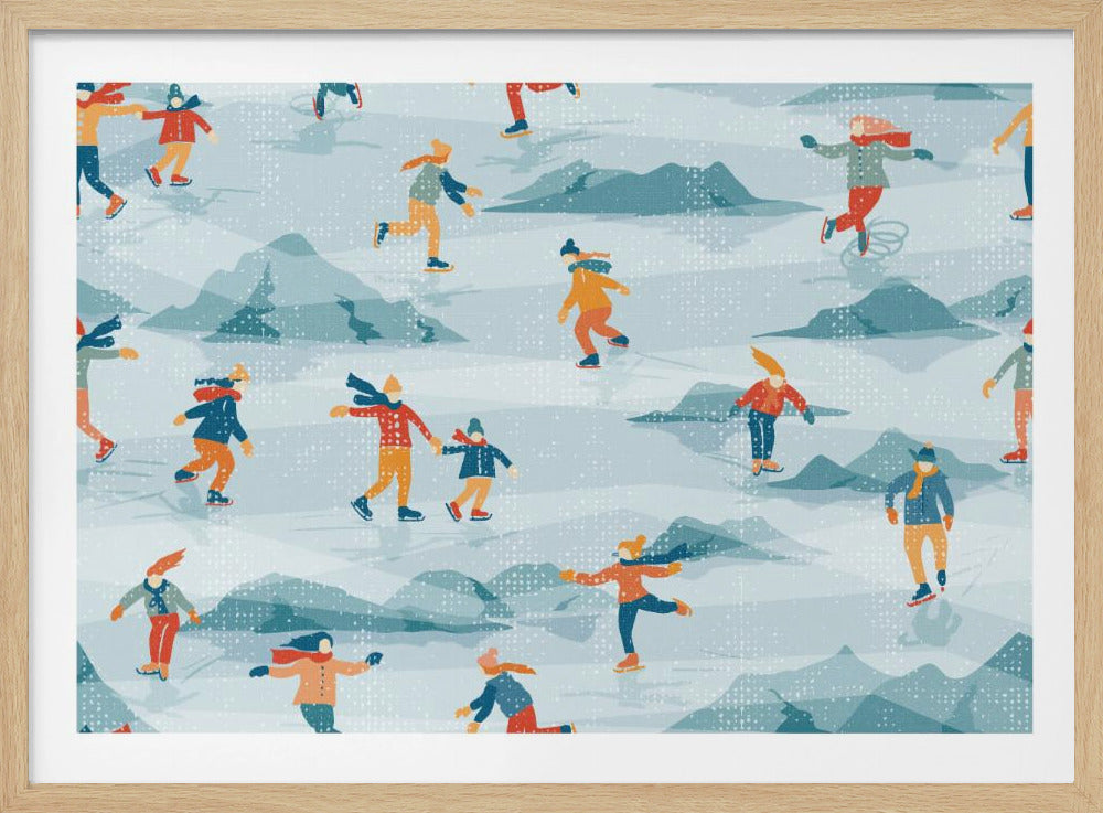 Retro sportive ice skating textured pattern | Poster