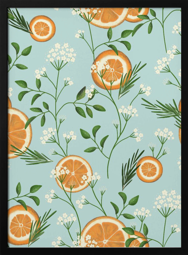 Elderflowers and Oranges Light Blue | Poster