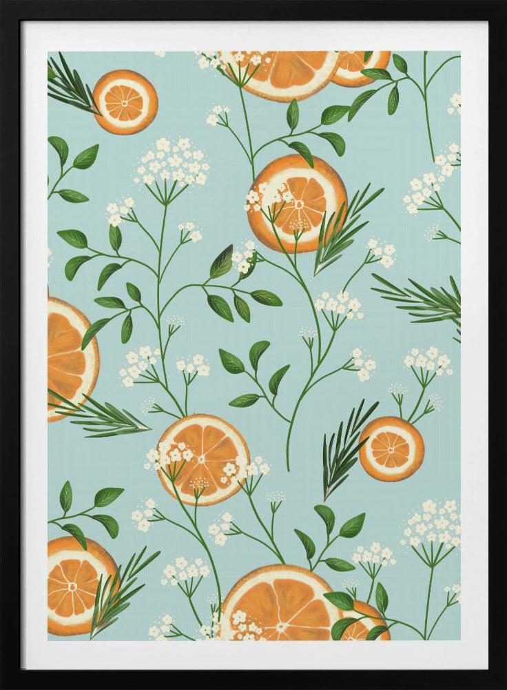 Elderflowers and Oranges Light Blue | Poster