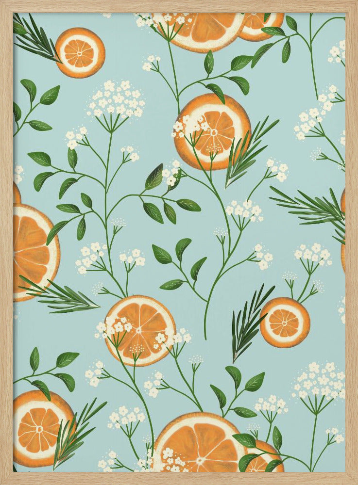 Elderflowers and Oranges Light Blue | Poster