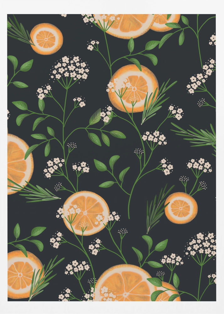 Elderflowers and Oranges Black | Poster